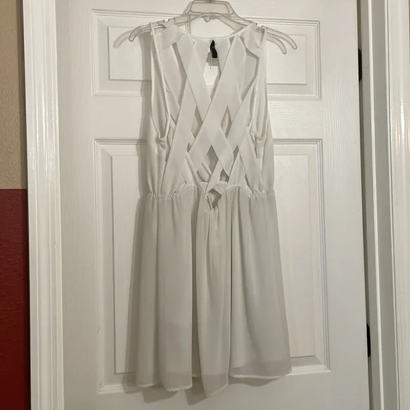 H&M | Dresses | Hm Divided Open Back Crisscross Mini White Summer Dress Sz  4 | Poshmark